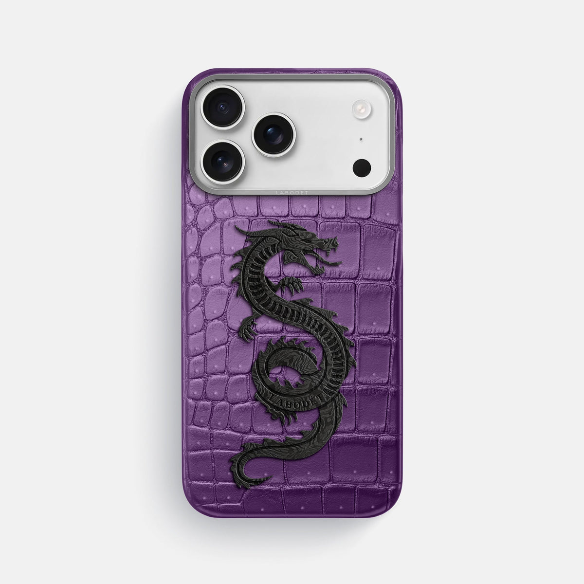 Classic Case With Carbon Dragon For iPhone 18 Pro Max In Porosus Crocodile -1 | Purple-Steel