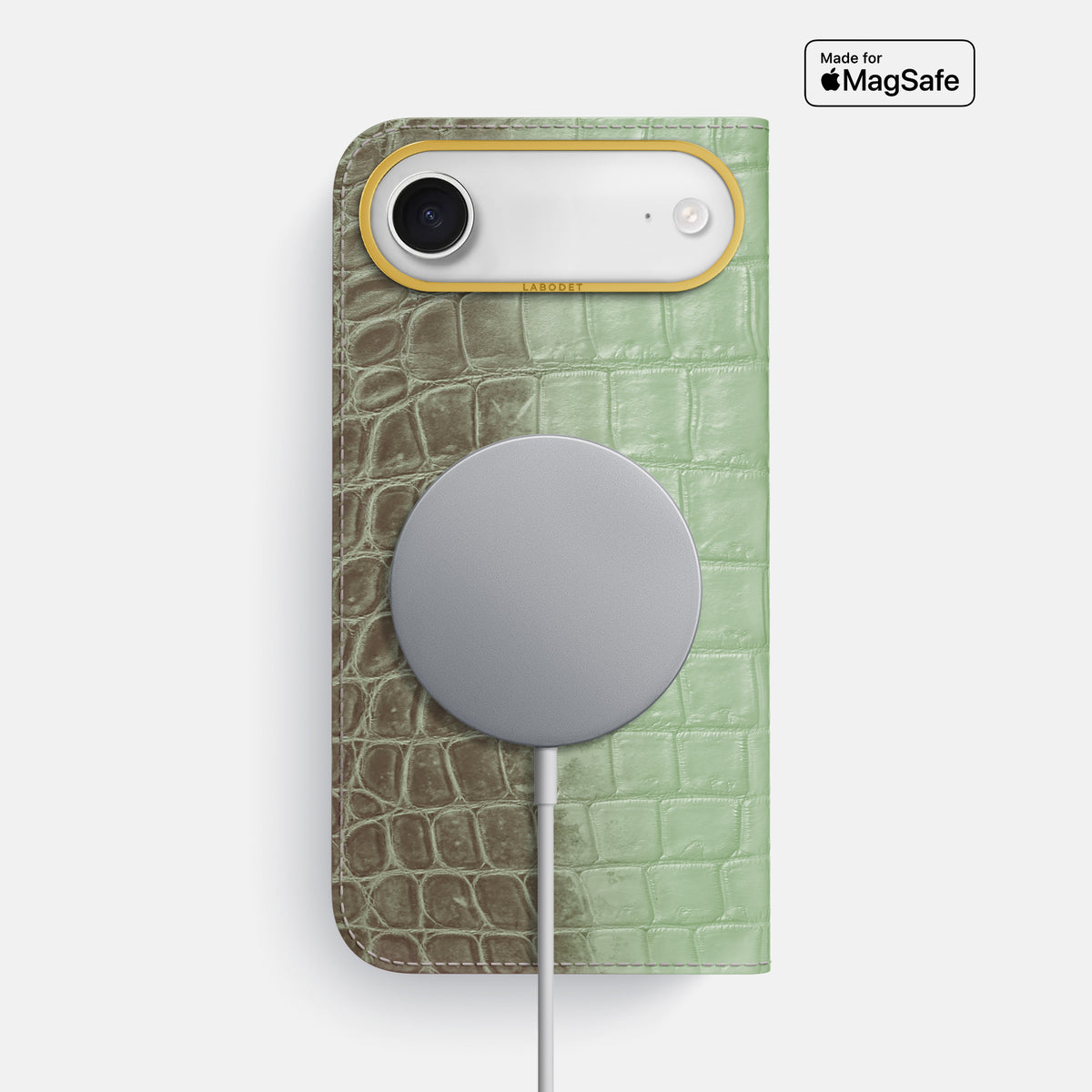 Folio Case For iPhone 17 Air In Himalayan Crocodile -3 | Pistachio-Gold