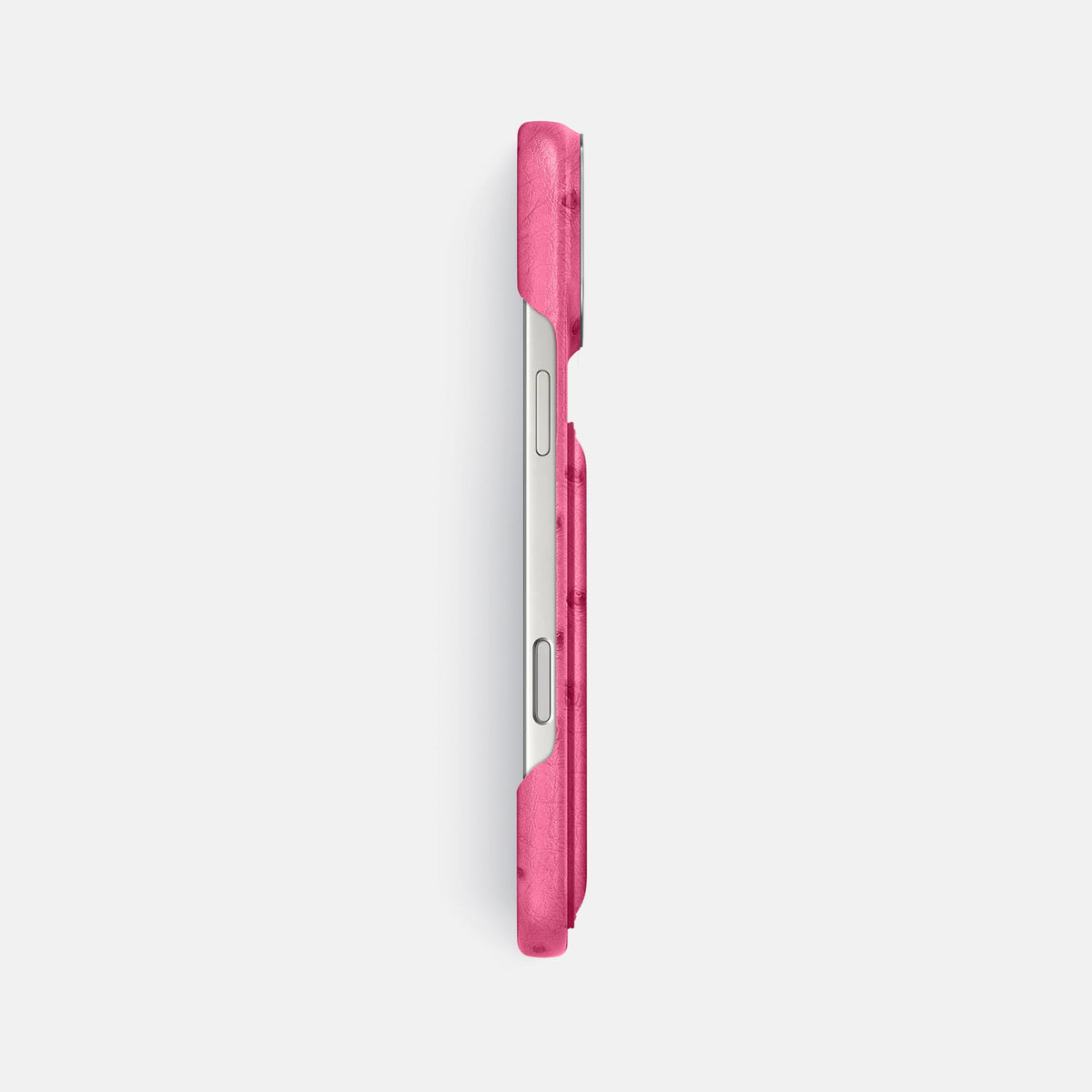 Double Card Case For iPhone 18 Pro Max In Ostrich -3 | Pink-Steel