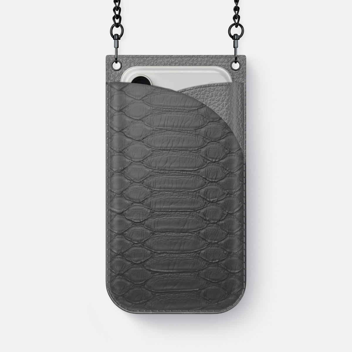 Crossbody Bag For iPhone 18 Pro Max In Python -1 | Grey-Black