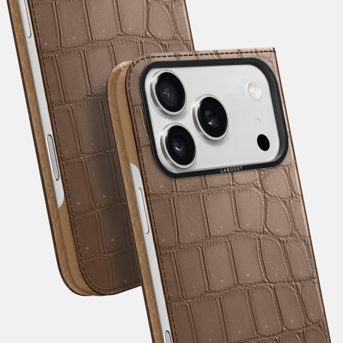 Folio Case For iPhone 18 Pro In Porosus Crocodile -5 | Fur-Brown-Black