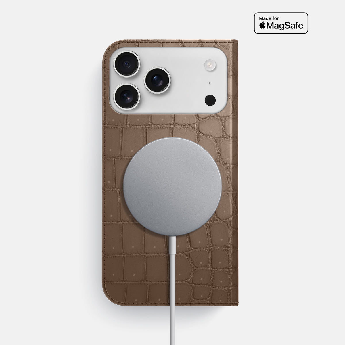 Folio Slim Case For iPhone 17 Pro Max In Porosus Crocodile -3 | Fur-Brown