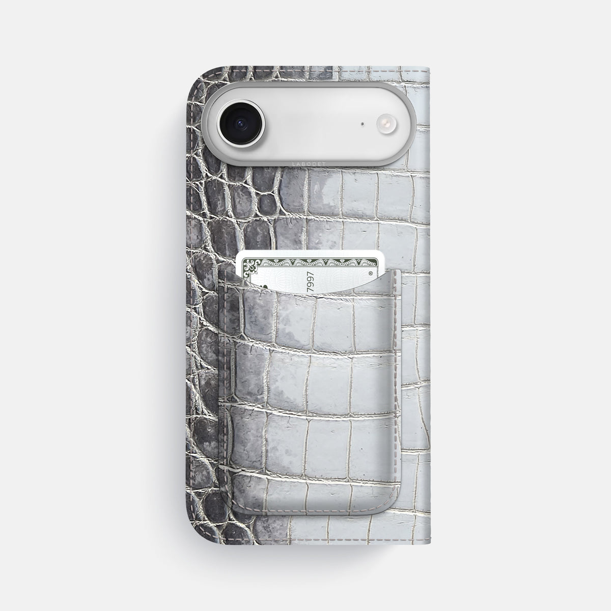Folio Case with Card For iPhone 17 Air In Himalayan Crocodile -3 | Silver-Steel
