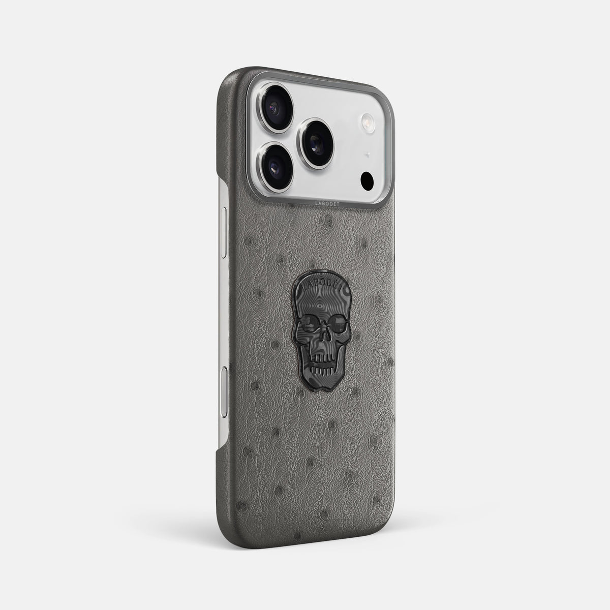Classic Case With Carbon Skull For iPhone 17 Pro Max In Ostrich -2 | Grey-Steel