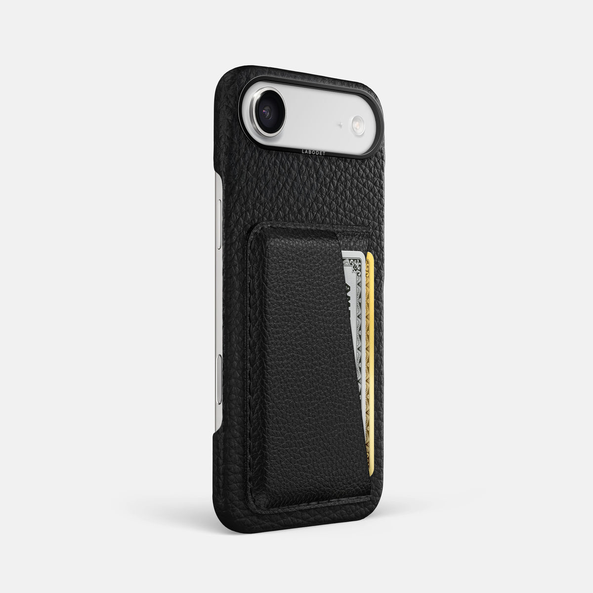 Double Card Case For iPhone 17 Air In Calf -2 | Black-Black