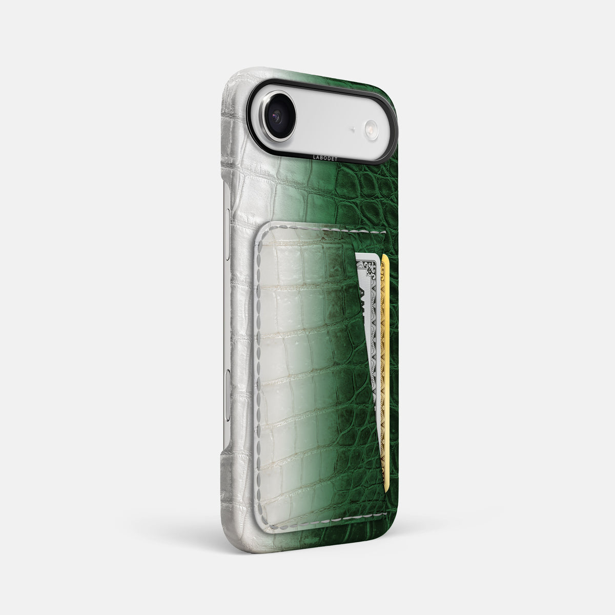 Double Card Case For iPhone 17 Air In Himalayan Crocodile -2 | Green-Black