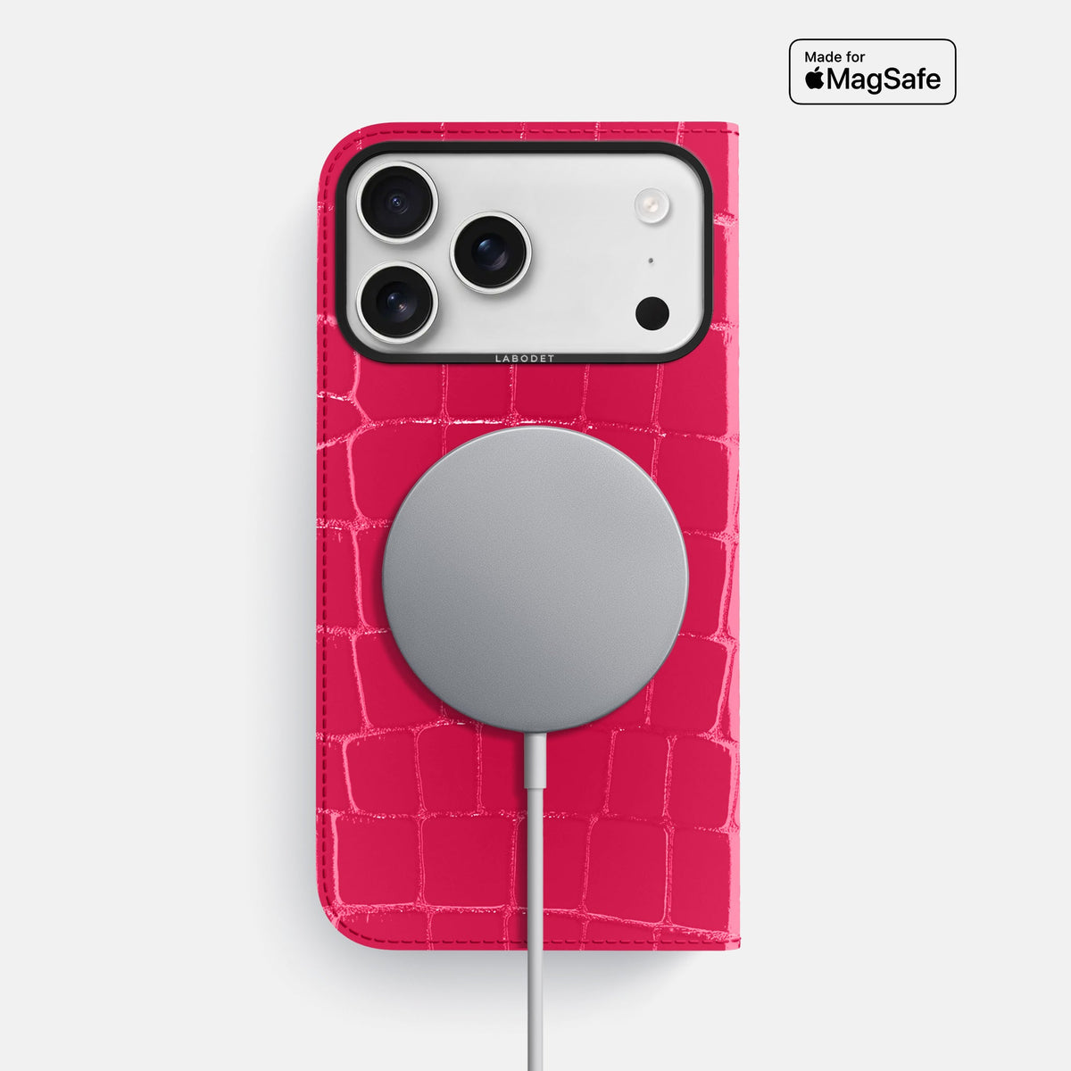 Folio Case For iPhone 18 Pro Max In Shiny Alligator -3 | Pink-Panther-Black