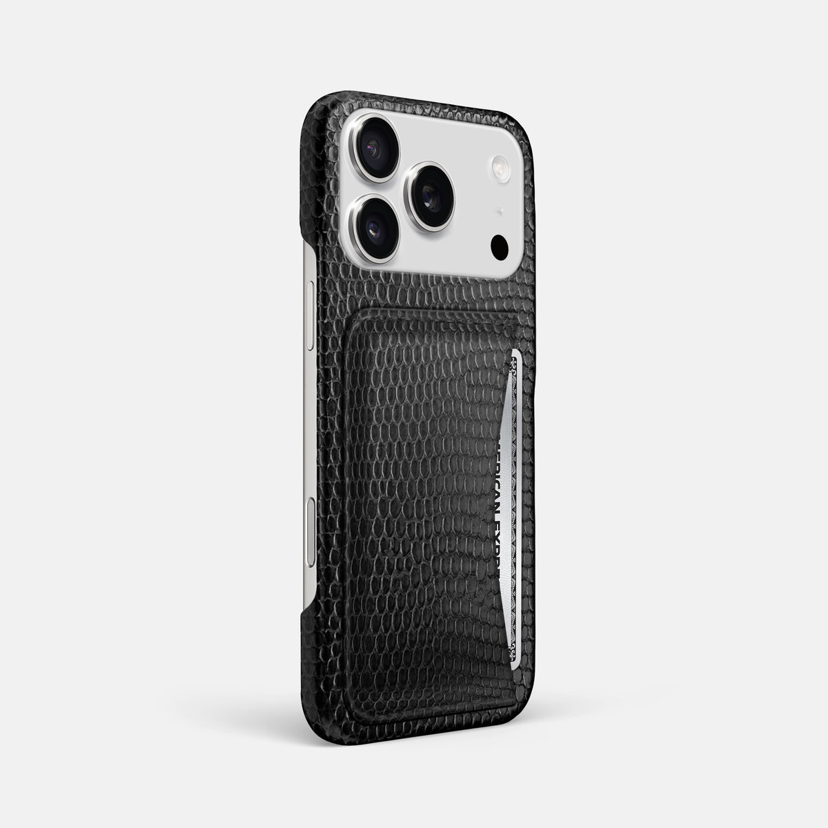 Slim Card Case For iPhone 17 Pro Max In Lizard -2 | Black