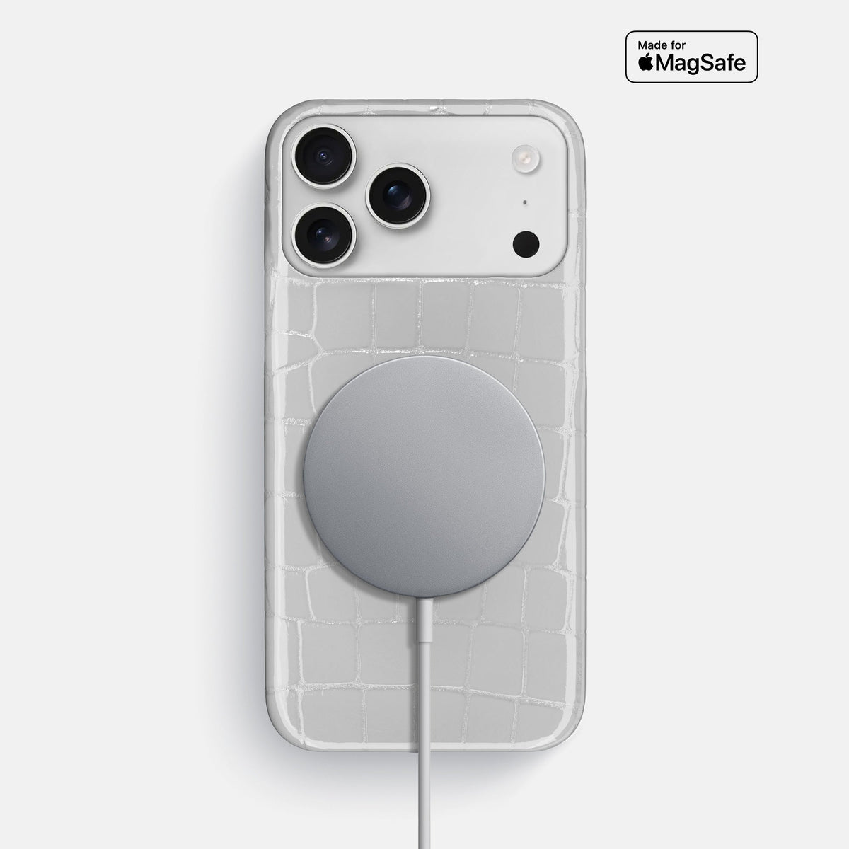 Slim Case For iPhone 18 Pro Max In Shiny Alligator -5 | White
