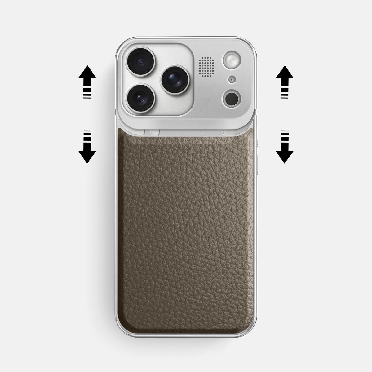 Metal Case For iPhone 17 Pro Max In Calf -2 | Taupe-Steel