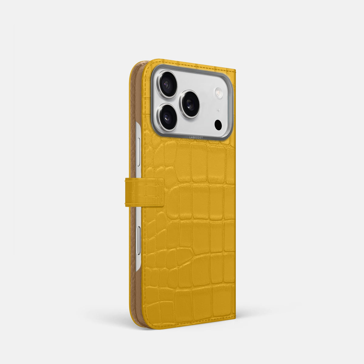 Folio Case with Clasp For iPhone 18 Pro In Alligator -1 | Yellow-Steel