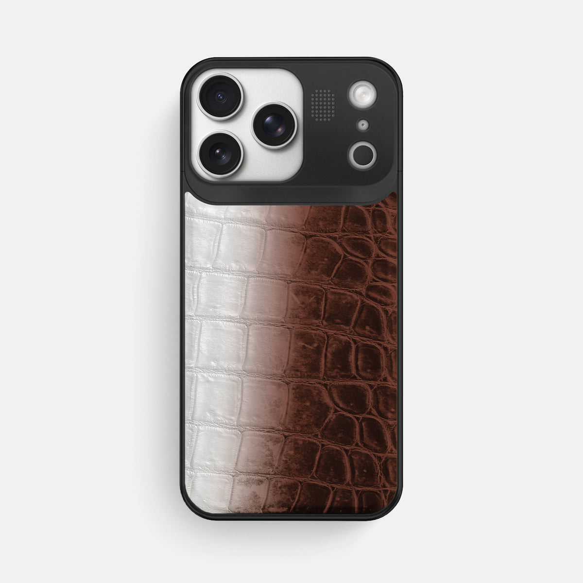 Metal Case For iPhone 17 Pro Max In Himalayan Crocodile -1 | Dark-Brown-Black