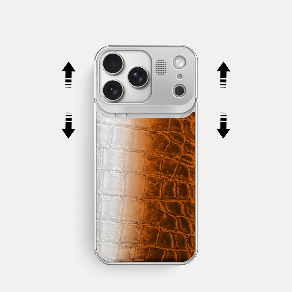 Metal Case For iPhone 17 Pro In Himalayan Crocodile -2 | Orange-Steel