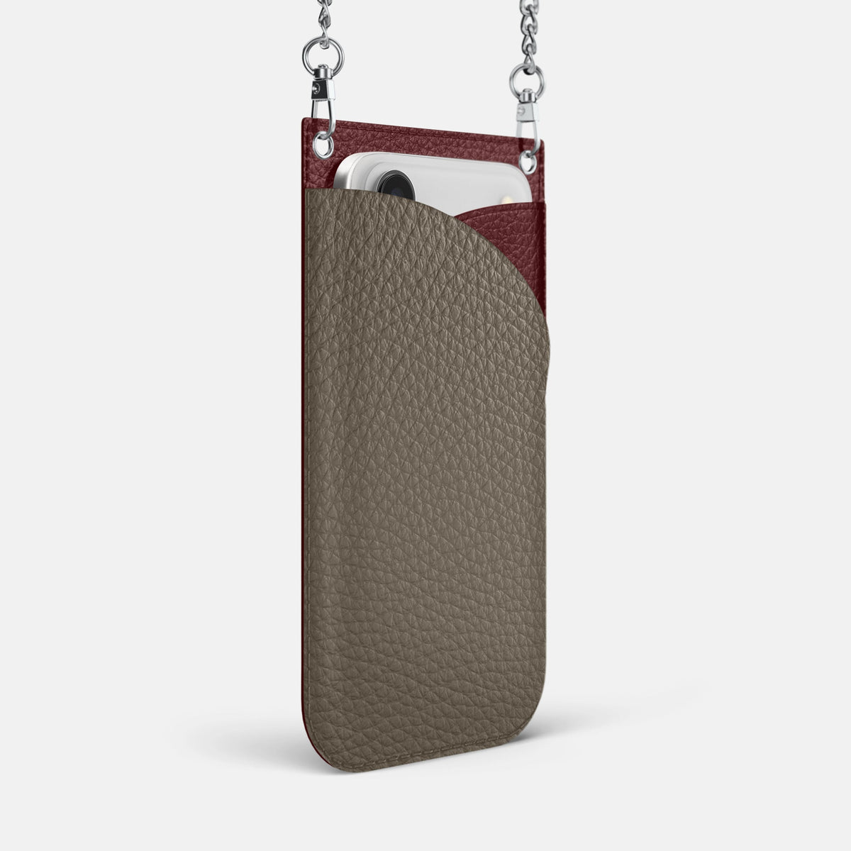 Crossbody Bag For iPhone 18 Pro Max In Calf -2 | Taupe-Steel