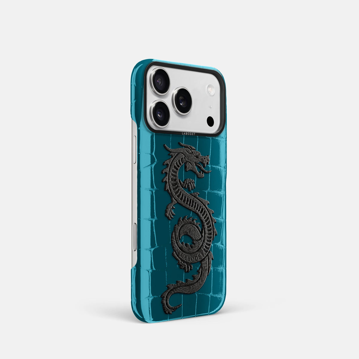 Classic Case With Carbon Dragon For iPhone 18 Pro In Shiny Alligator -2 | Curacao-Black