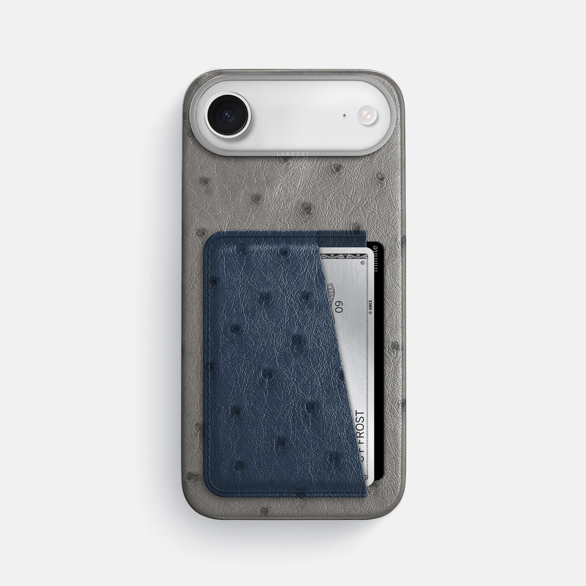 Double Card Case Coloré For iPhone 17 Air In Ostrich -1 | Grey-Steel