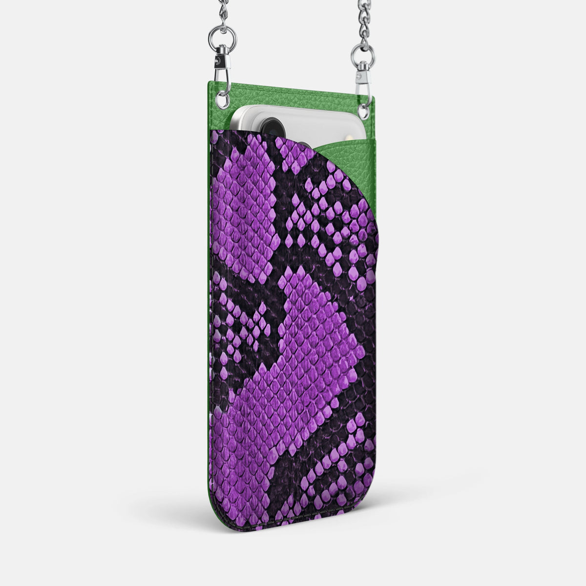 Crossbody Bag For iPhone 18 Pro Max In Deluxe Python -2 | Purple-Steel