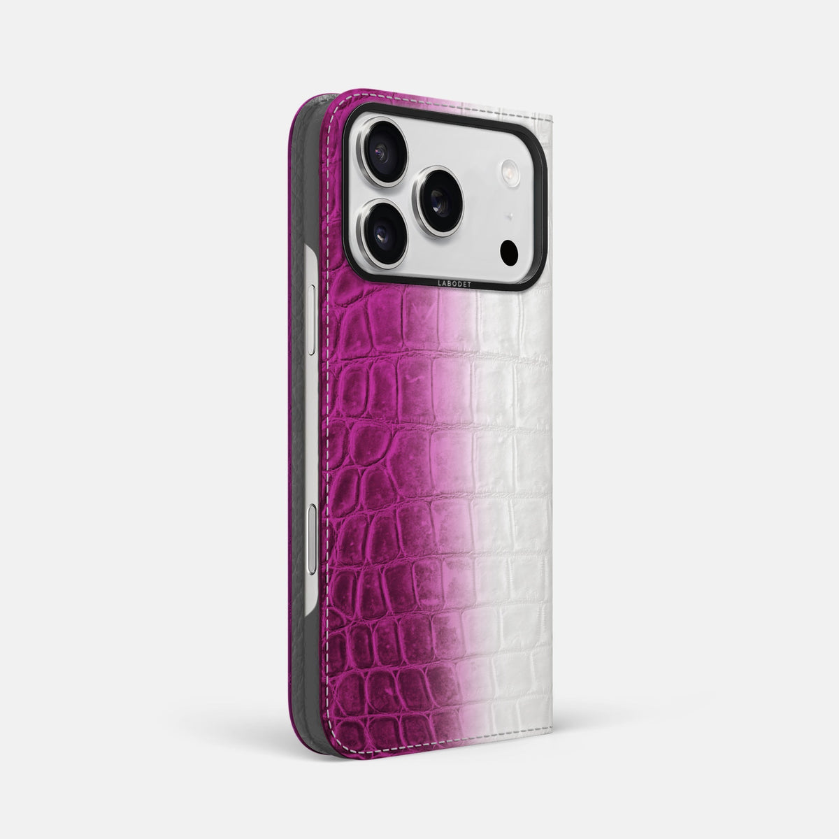 Folio Case For iPhone 18 Pro Max In Himalayan Crocodile -1 | Fuchsia-Black