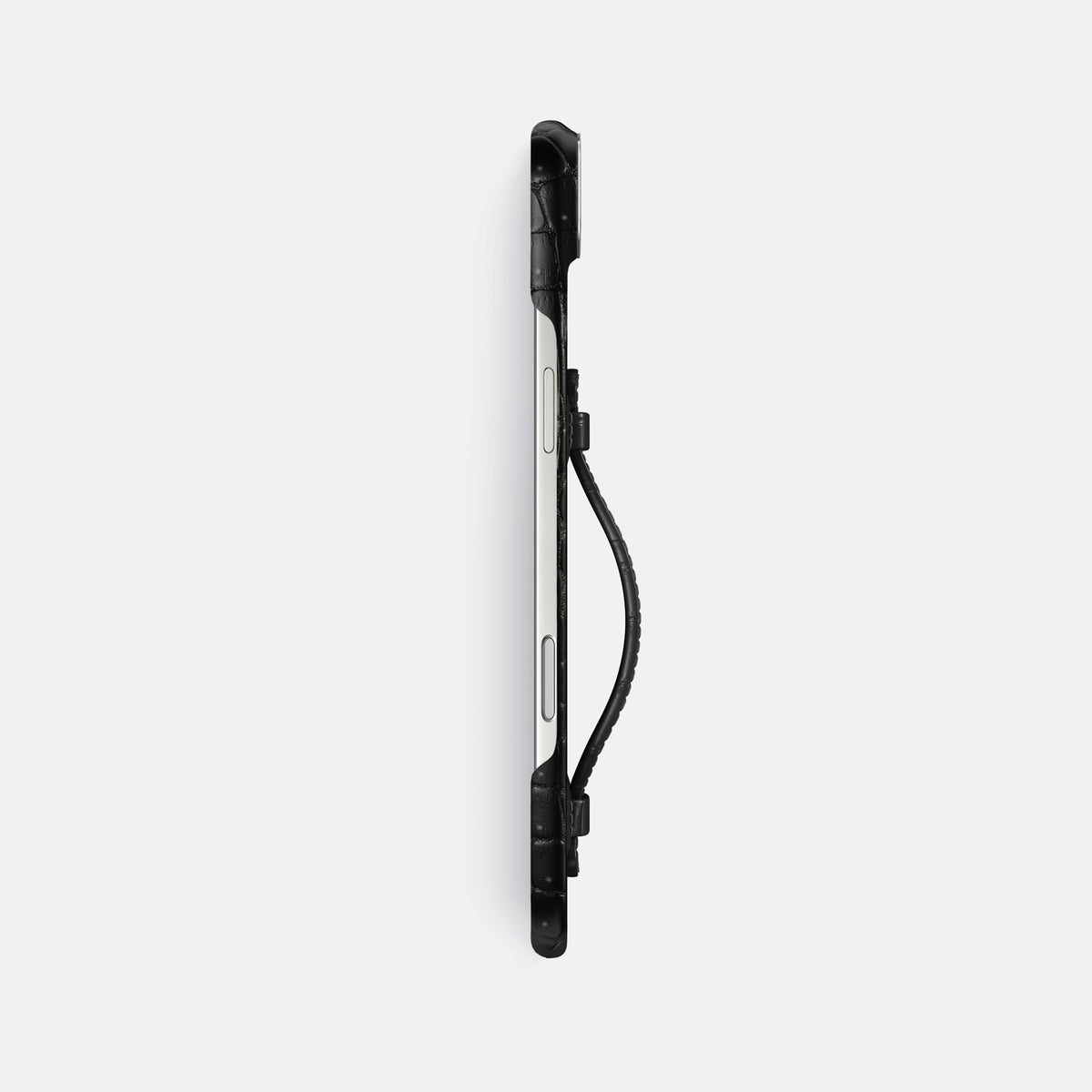 Center Handle For iPhone 17 Air In Porosus Crocodile -2 | Black-Steel