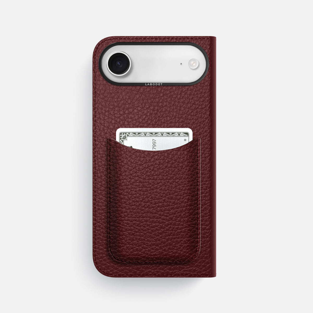 Folio Case with Card For iPhone 17 Air In Calf -3 | Bordeaux-Black