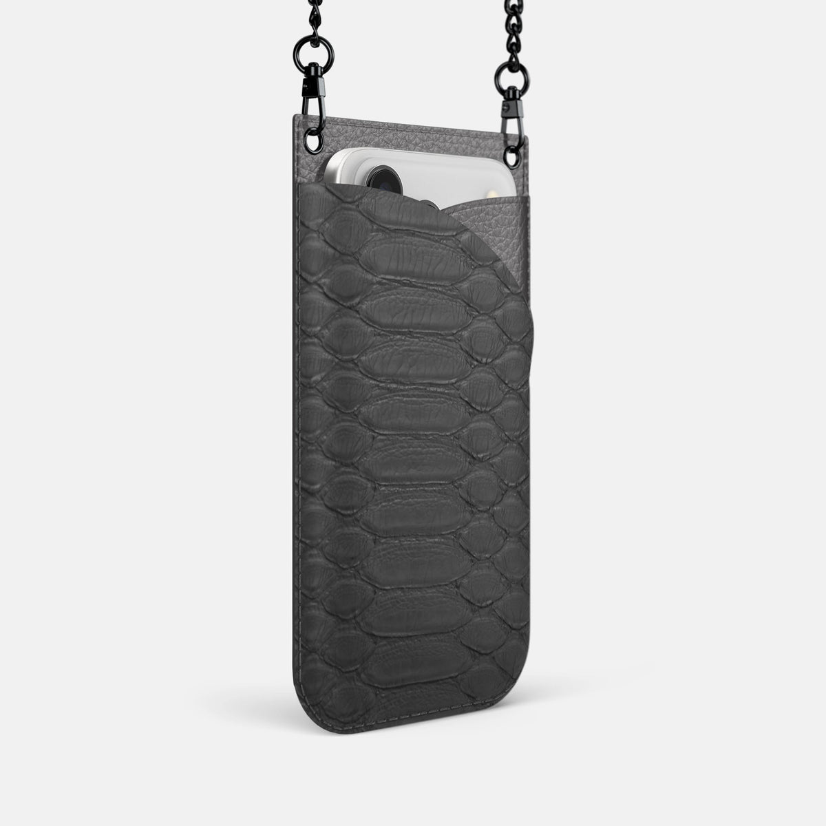 Crossbody Bag For iPhone 18 Pro In Python -2 | Grey-Black