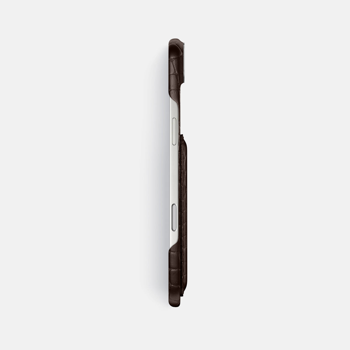 Double Card Case For iPhone 17 Air In Alligator -3 | Dark-Brown-Steel