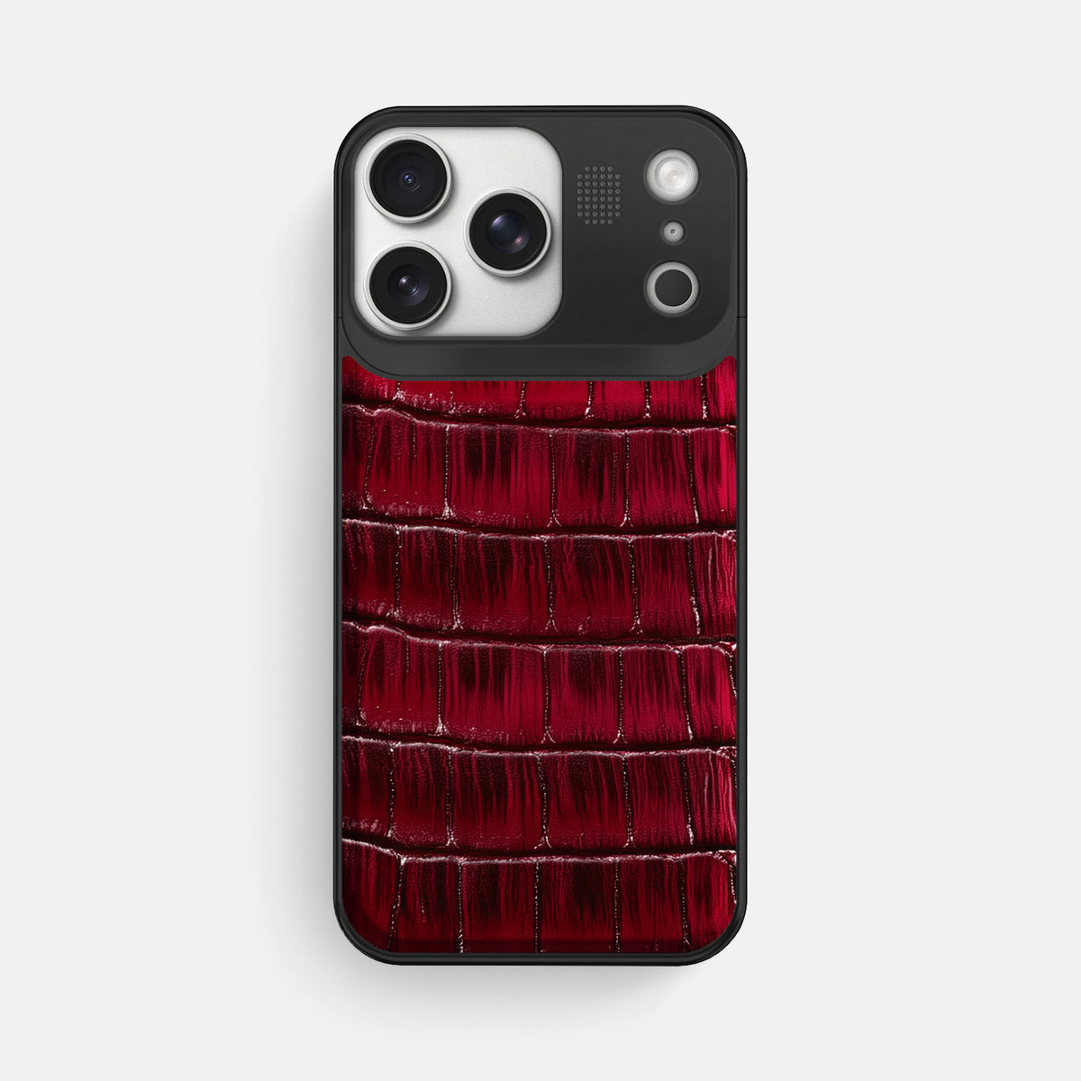 Metal Case For iPhone 17 Pro Max In Patina Alligator -1 | Havana-Burgundy-Black