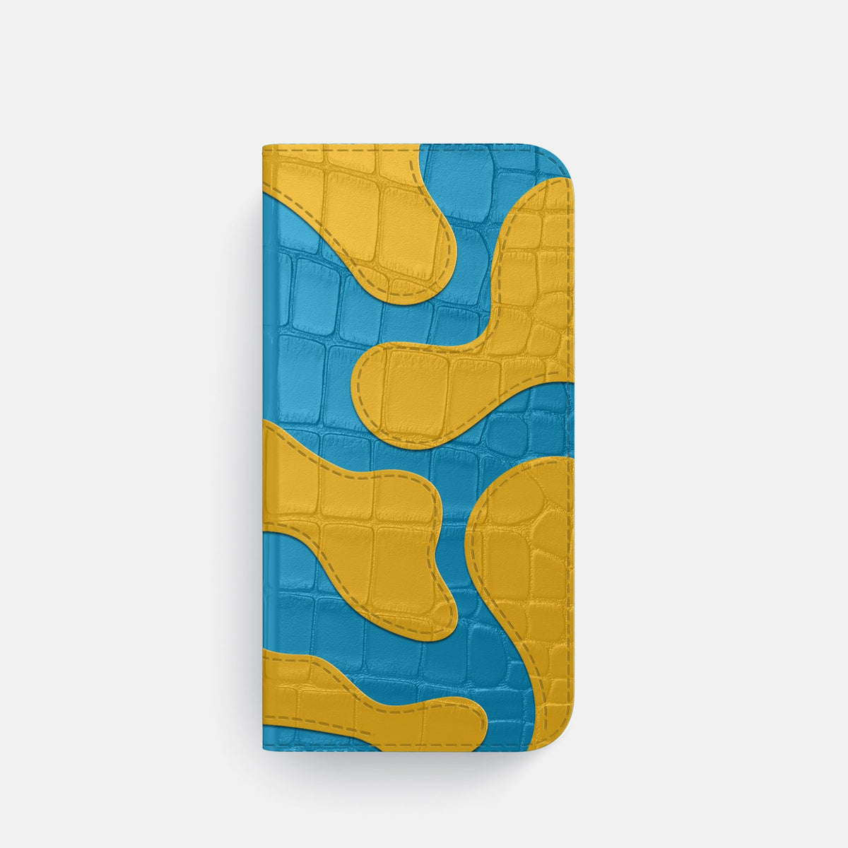 Camouflage Folio For iPhone 18 Pro In Alligator -4 | Curaçao-Blue-Black