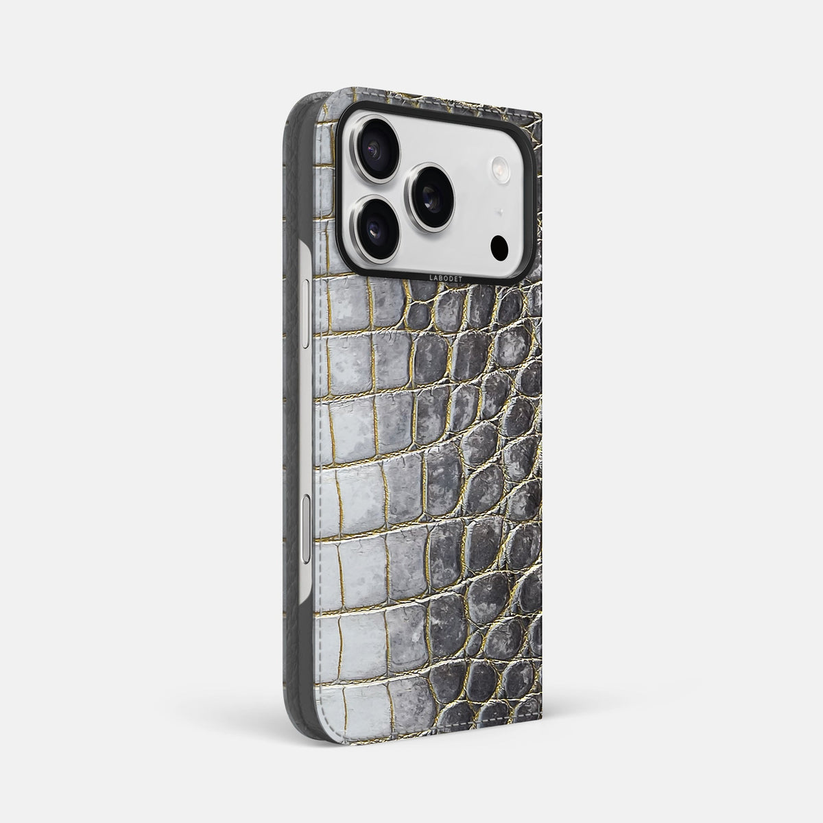 Folio Case For iPhone 18 Pro Max In Himalayan Crocodile -1 | Gold-Black