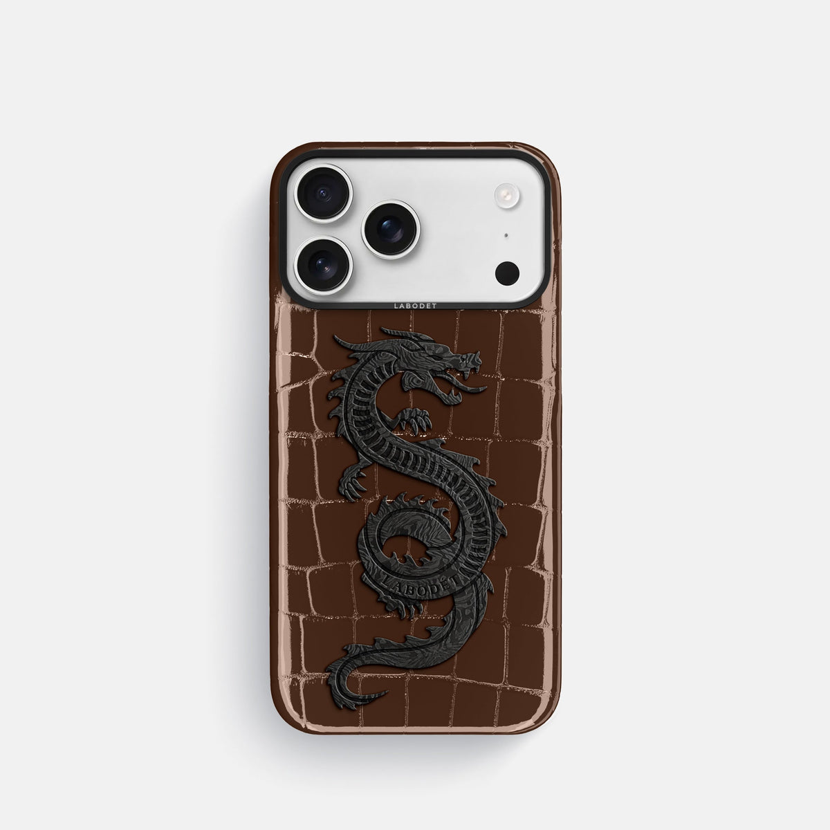 Classic Case With Carbon Dragon For iPhone 18 Pro In Shiny Alligator -1 | Brown-Black