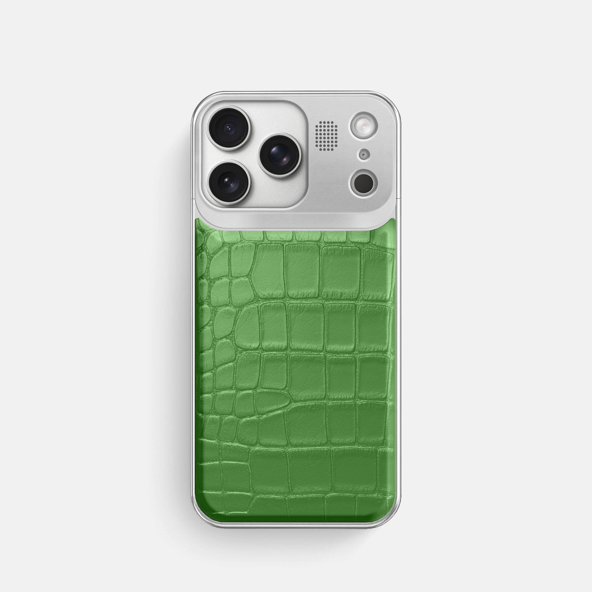 Metal Case For iPhone 18 Pro In Alligator -1 | Apple-Green-Steel