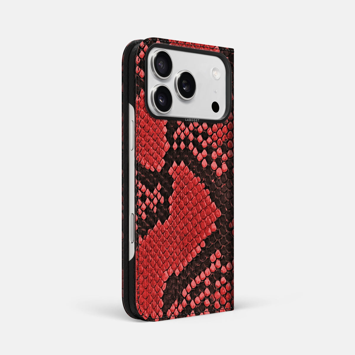 Folio Case For iPhone 18 Pro Max In Deluxe Python -1 | Red-Black