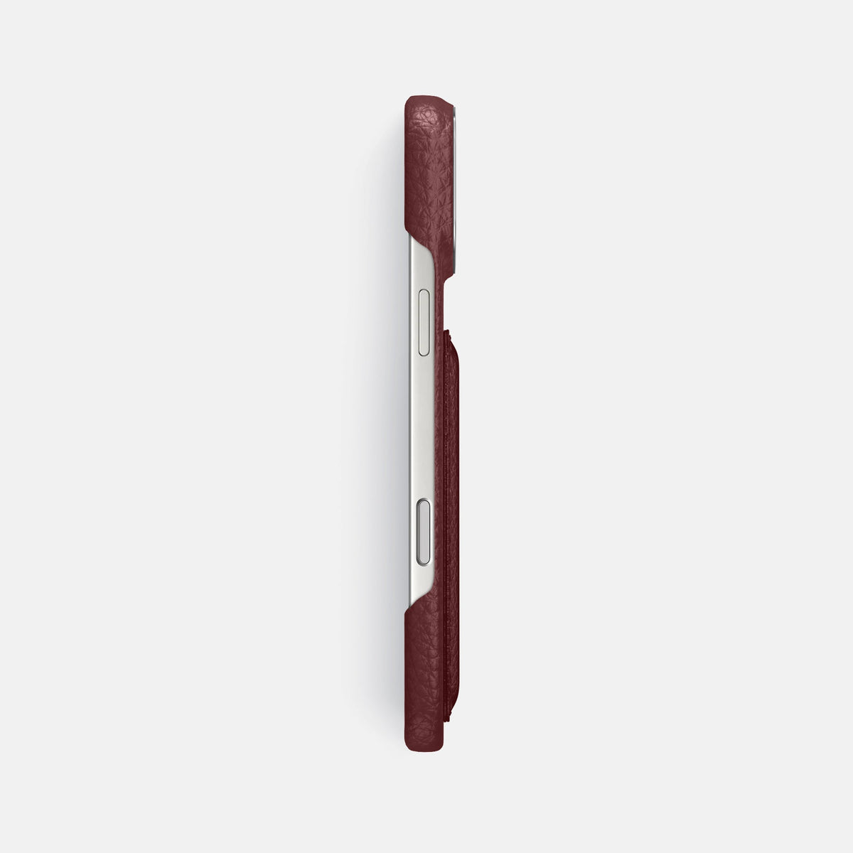 Double Card Case For iPhone 18 Pro Max In Calf -3 | Bordeaux-Steel