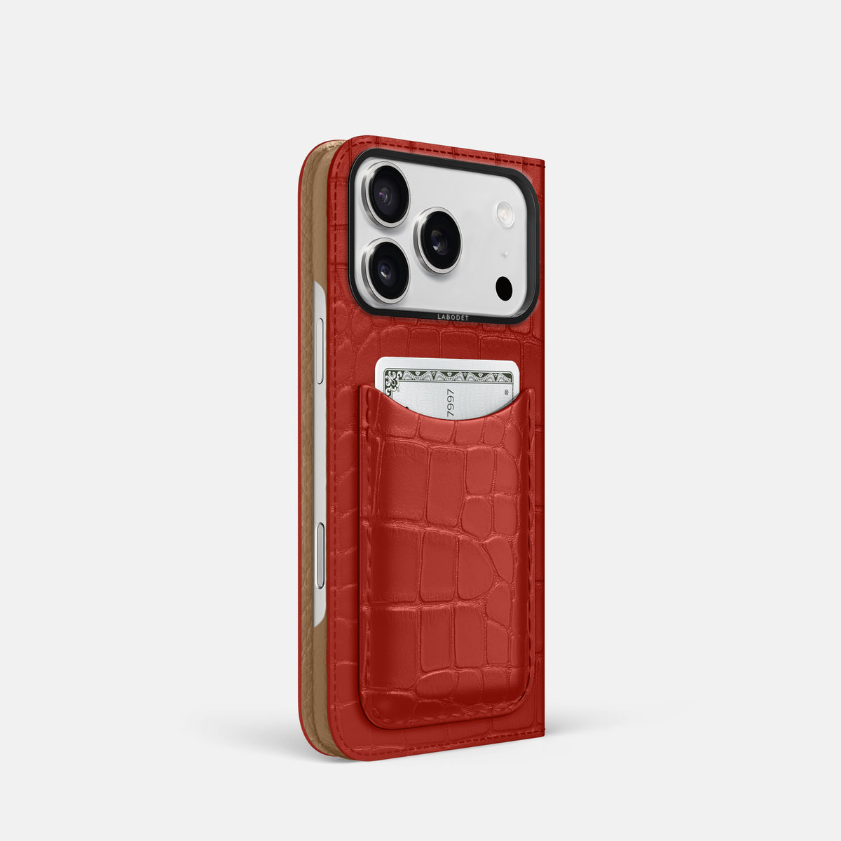 Folio Case with Card For iPhone 17 Pro In Alligator -1 | Red-Black