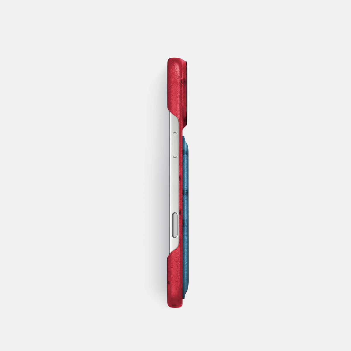 Double Card Case Coloré For iPhone 17 Pro In Ostrich -3 | Red-Black