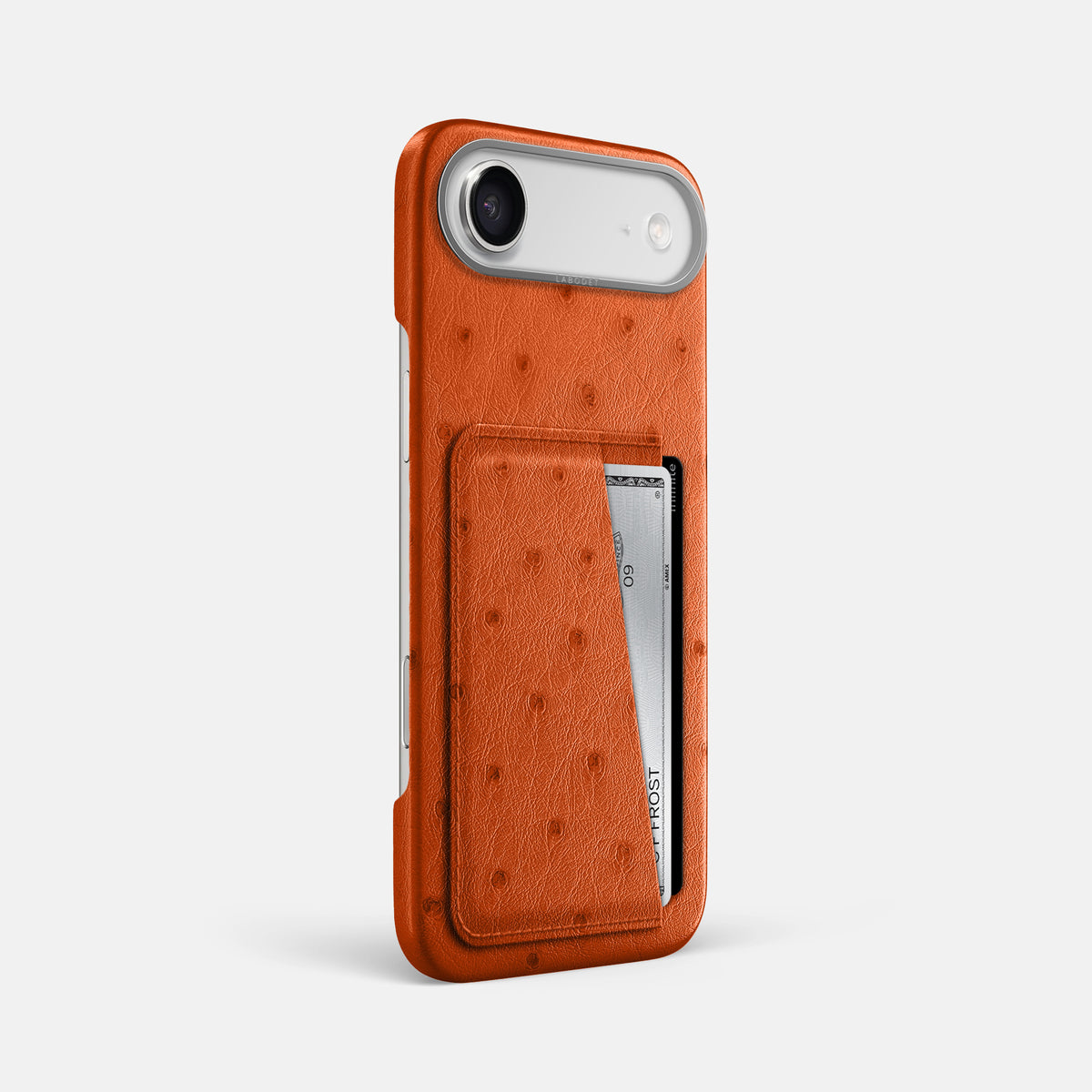 Double Card Case For iPhone 17 Air In Ostrich -2 | Orange-Steel