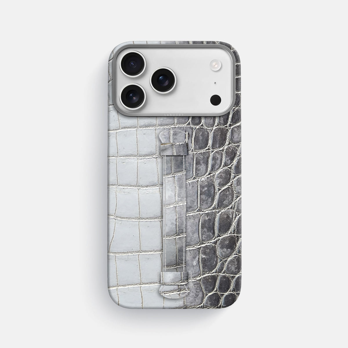 Center Handle For iPhone 18 Pro Max In Himalayan Crocodile -2 | Silver-Steel