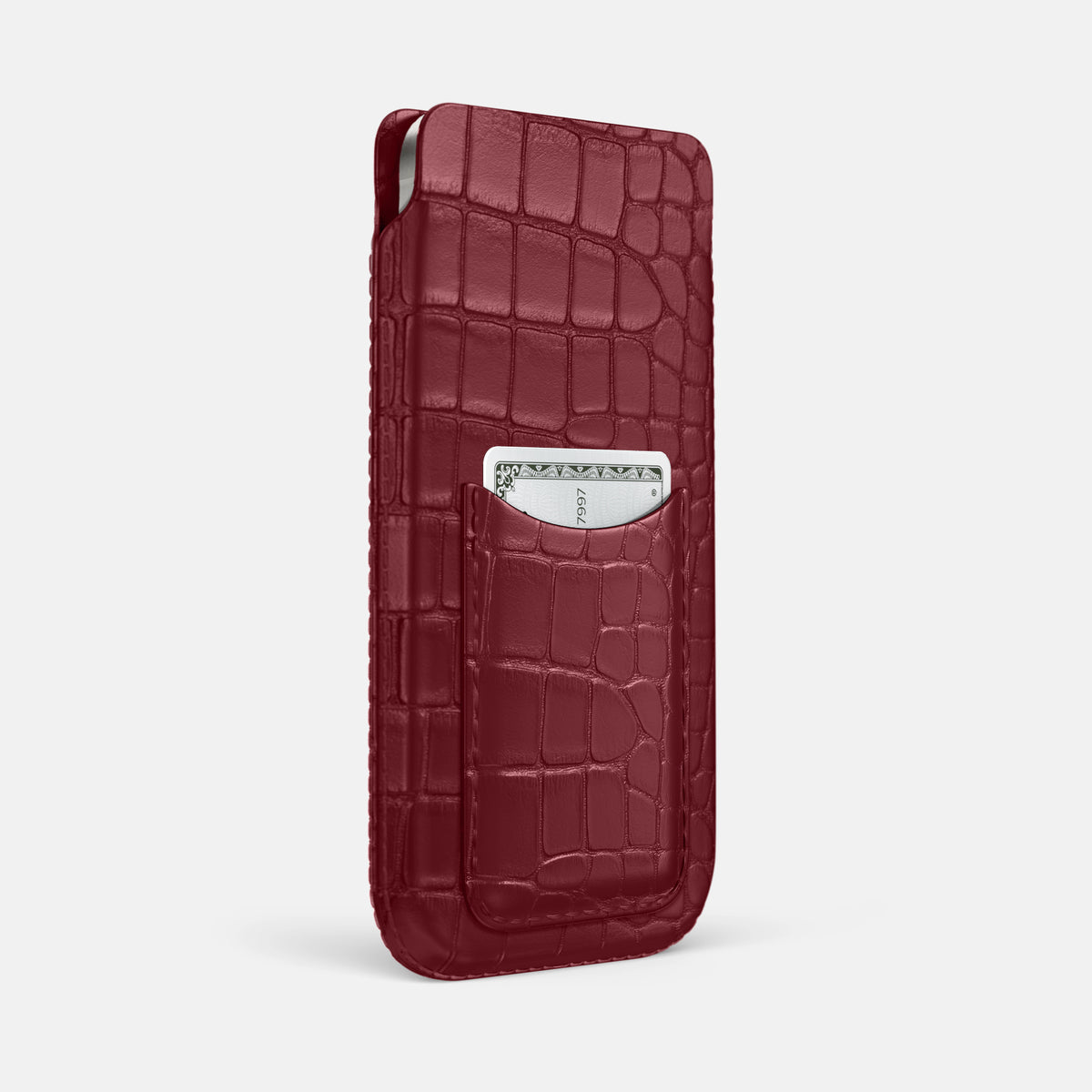 Pouch Card Case For iPhone 17 Pro In Alligator -2 | Burgundy