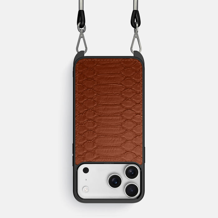 Crossbody Sport Case For iPhone 18 Pro In Python -1 | Medium-Brown