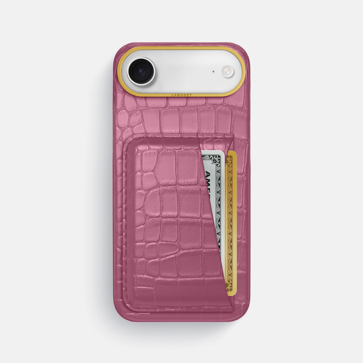 Double Card Case For iPhone 17 Air In Alligator -1 | Pink-Lagoon-Gold