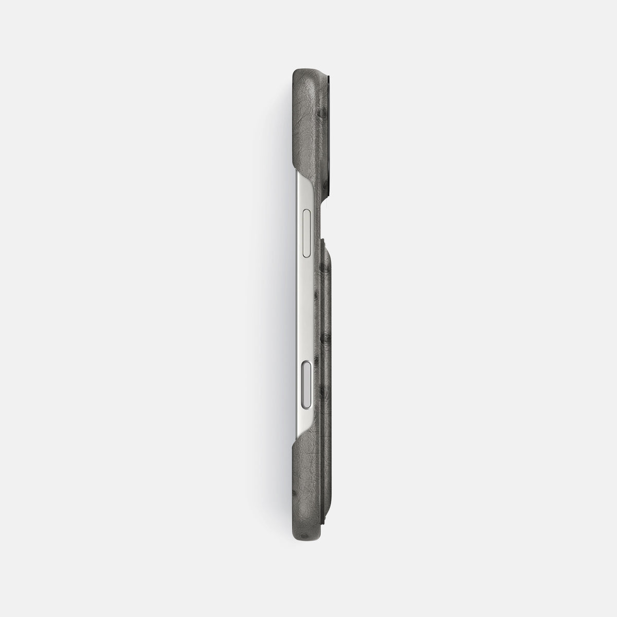 Double Card Case For iPhone 17 Pro Max In Ostrich -3 | Grey-Black