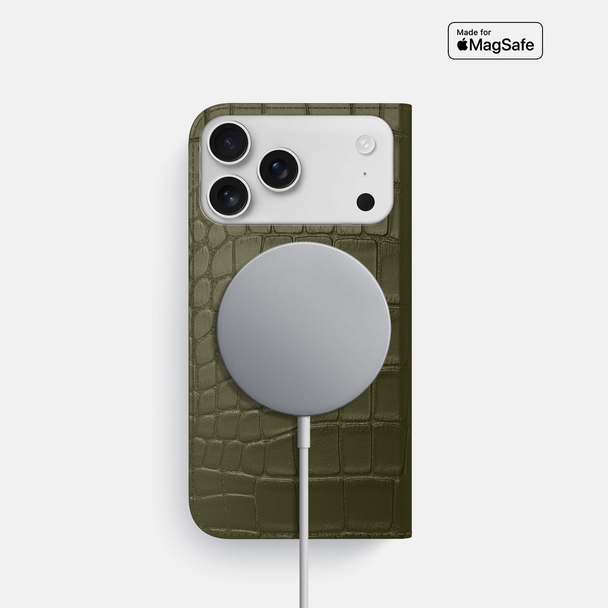 Folio Slim Case For iPhone 17 Pro In Alligator -3 | Kaki-Green