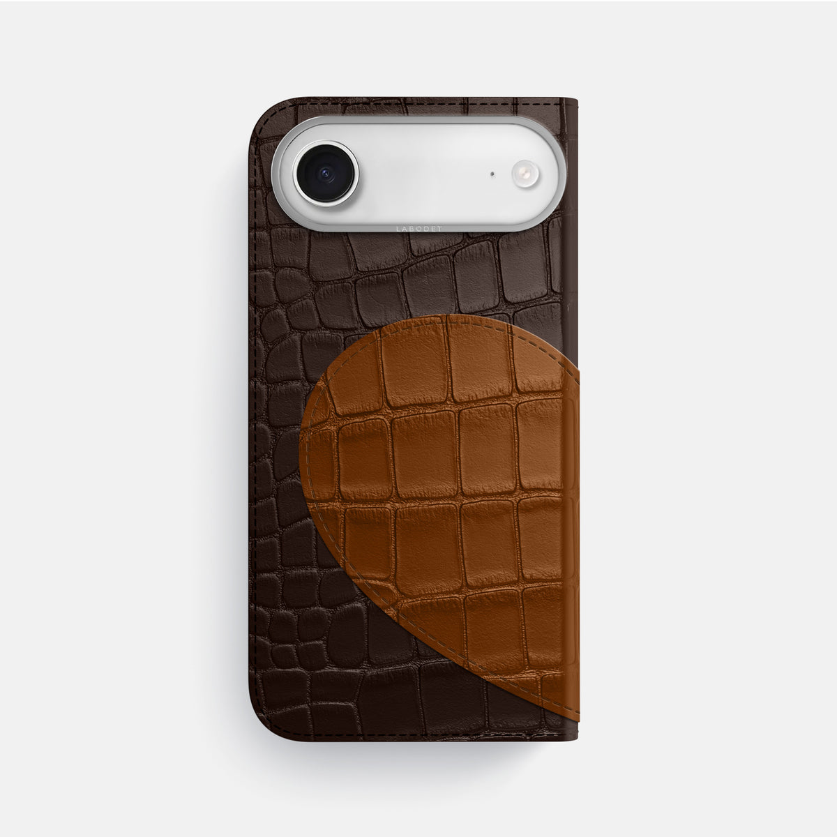 Folio Case With Heart For iPhone 17 Air In Alligator -3 | Dark-Brown-Steel