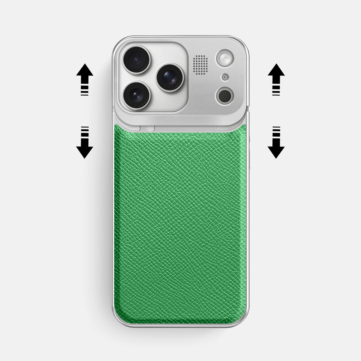 Metal Case For iPhone 17 Pro Max In Epsom-Style Calf -2 | Grass-Green-Steel