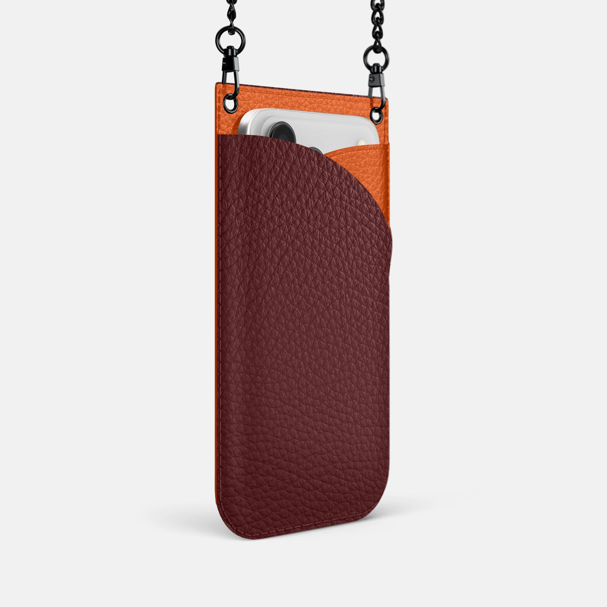 Crossbody Bag For iPhone 18 Pro In Calf -2 | Bordeaux-Black