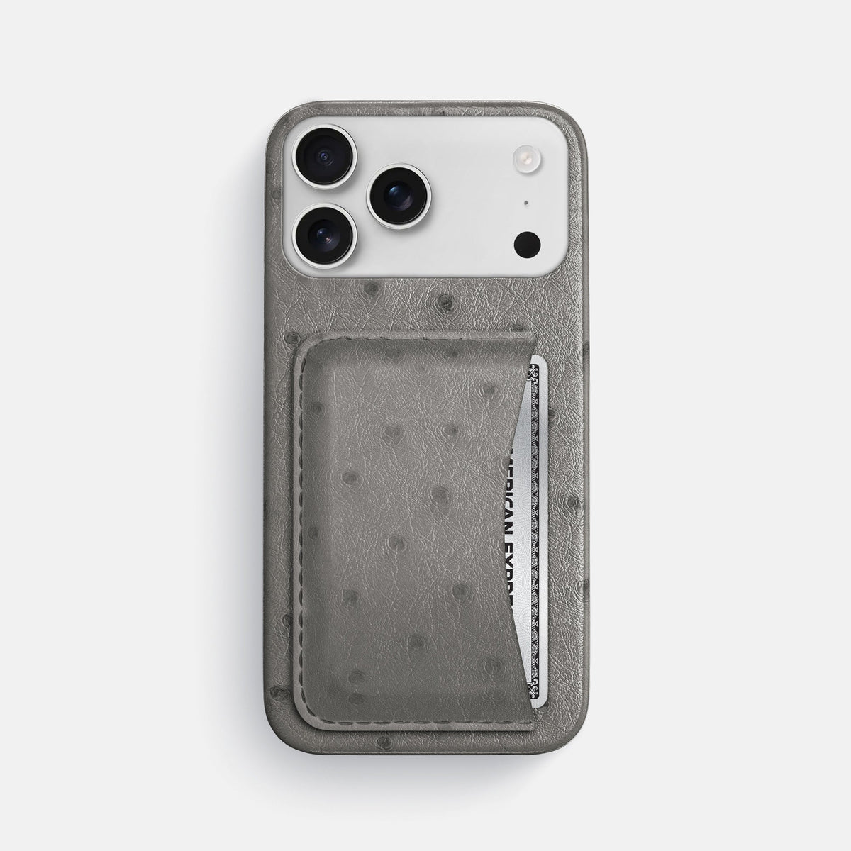Slim Card Case For iPhone 18 Pro Max In Ostrich -1 | Grey