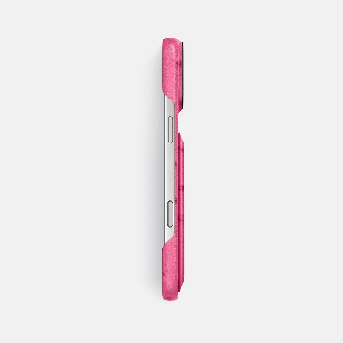 Double Card Case For iPhone 18 Pro Max In Ostrich -3 | Pink-Black