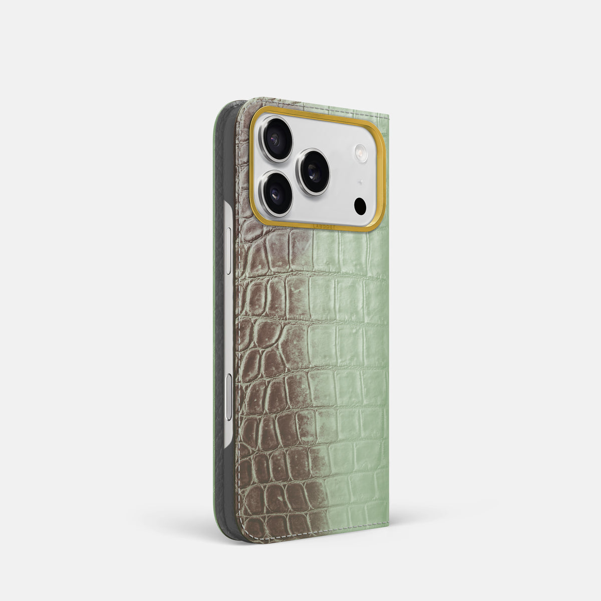 Folio Case For iPhone 17 Pro In Himalayan Crocodile -1 | Pistachio-Gold