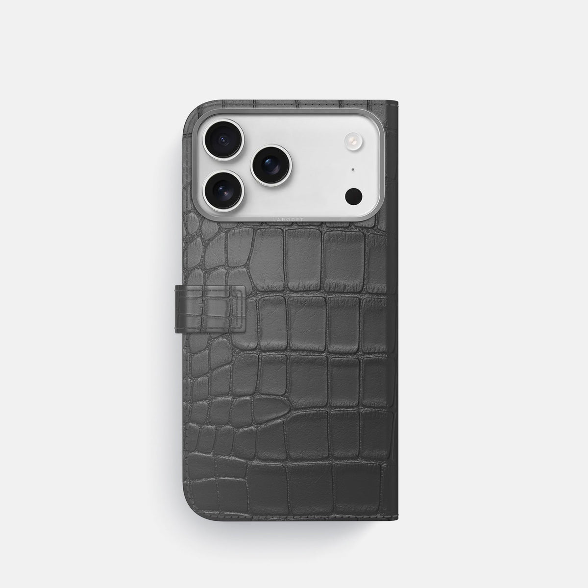 Folio Case with Clasp For iPhone 18 Pro In Alligator -3 | Grey-Steel