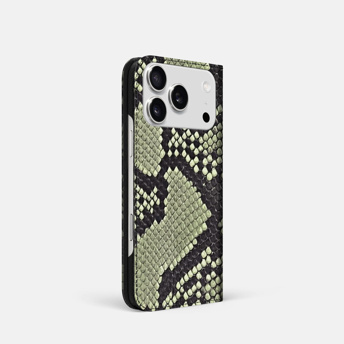 Folio Slim Case For iPhone 18 Pro In Deluxe Python -1 | Army-Green